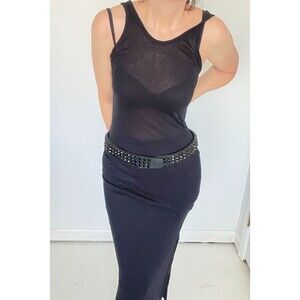 Leather Belt with Swarovski Rhinestone Black 35"